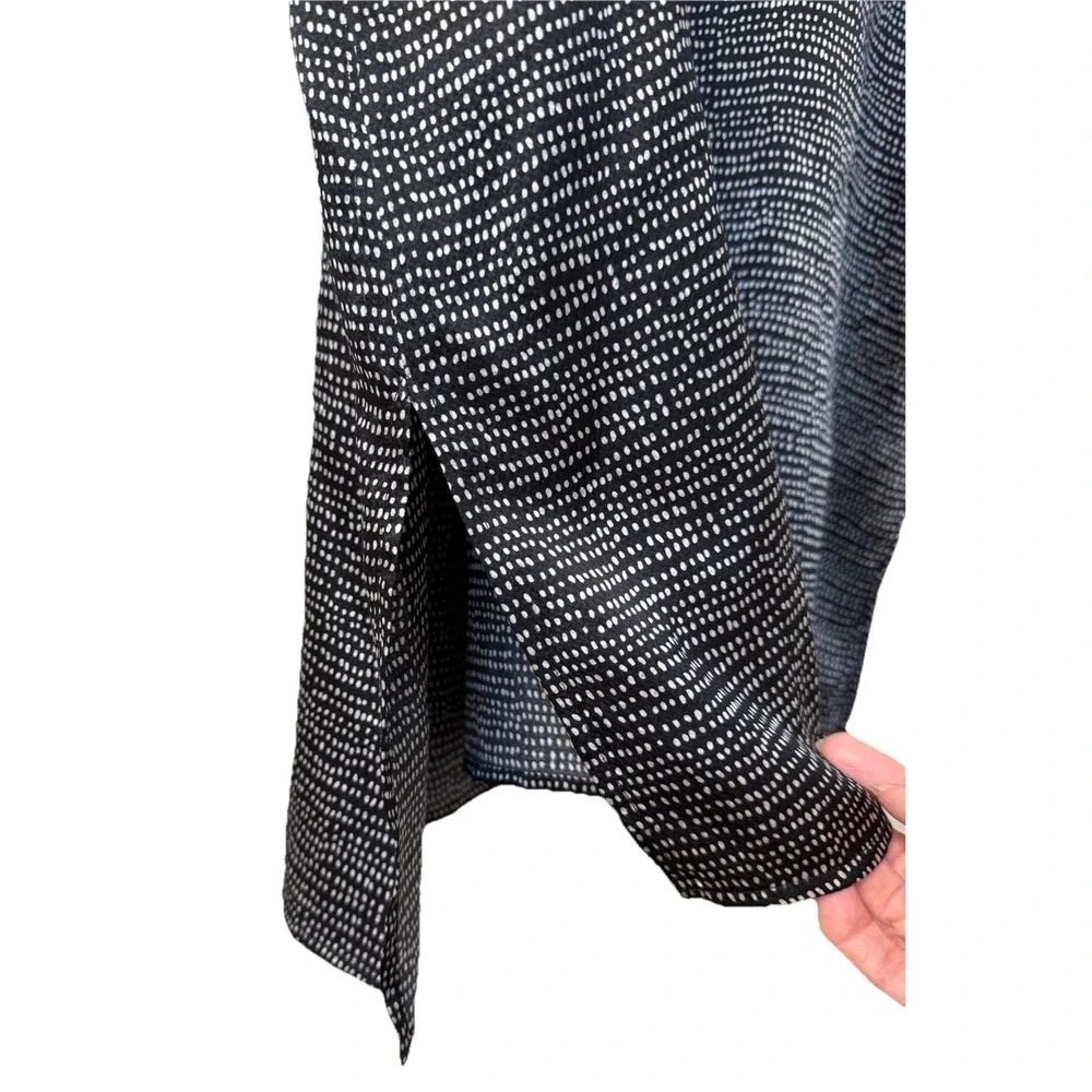 Eileen Fisher Sleeveless Button Up Top M 100% Silk Longline Mandarin Collar